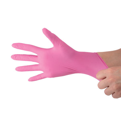 BF NITRILE GLOVES, w/collagen, pink, 100 pieces, S